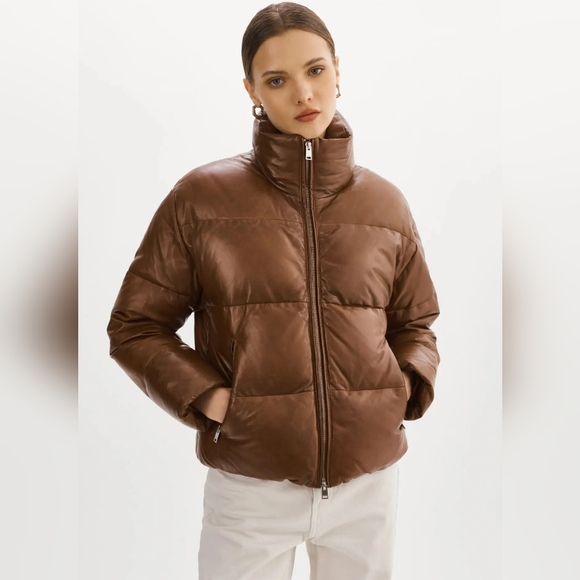 LAMARQUE IRIS LEATHER PUFFER JACKET - Picture 3 of 4